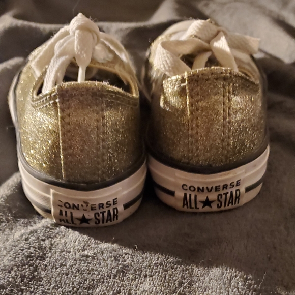 Converse All-Star Kids Gold Glitter Lo-Tops - Picture 3 of 8